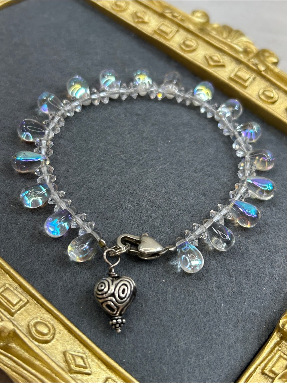 Iridiscent Crystal Teardrop 925 Sterling Bracelet - Women Jewelry - Picture 3 of 7
